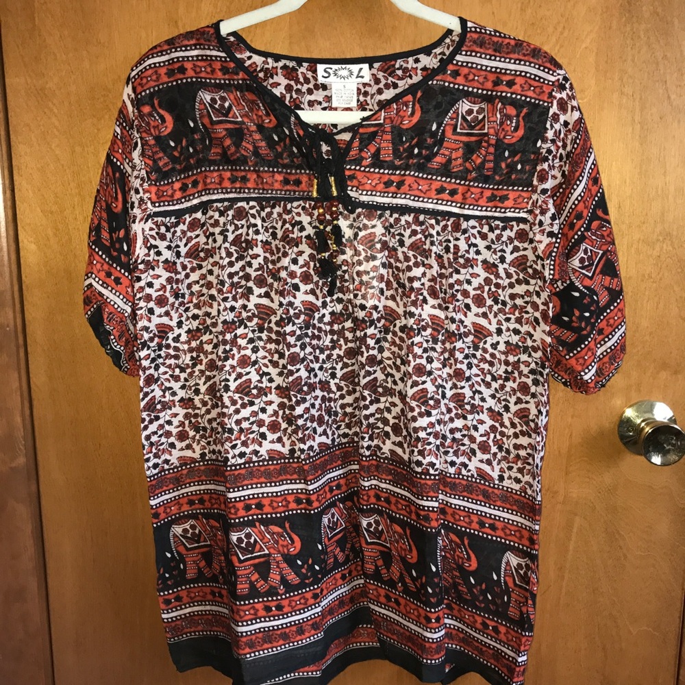 Elephant flowy babydoll top